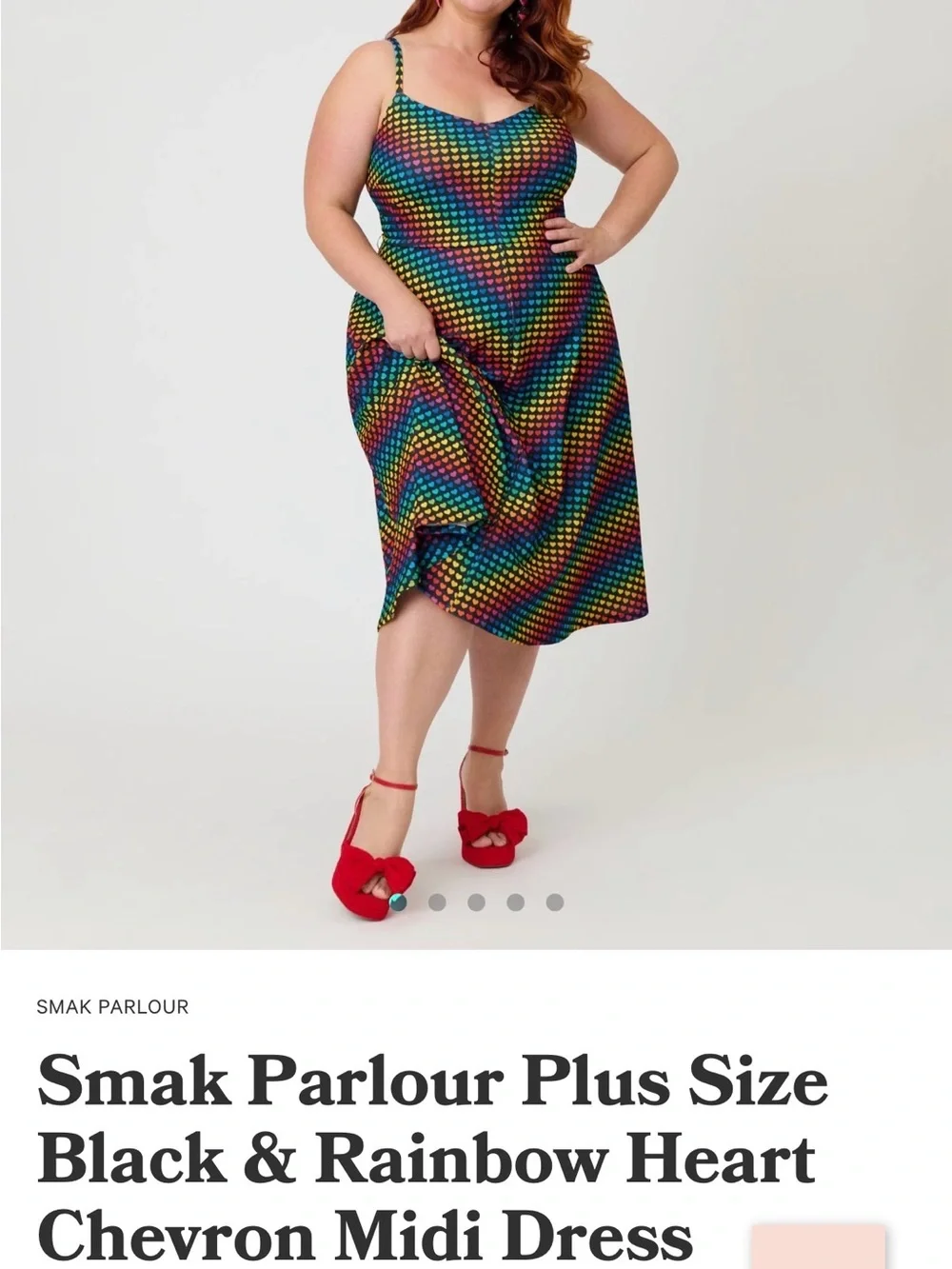 Smak Parlour Black & Rainbow Heart Chevron Midi Skirt